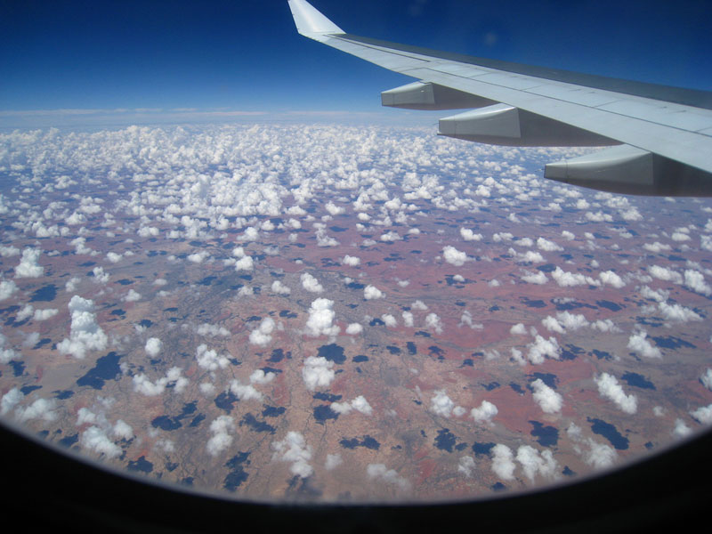 cotton ball clouds from an airplane