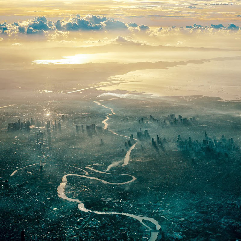 philippines from above in an airplane