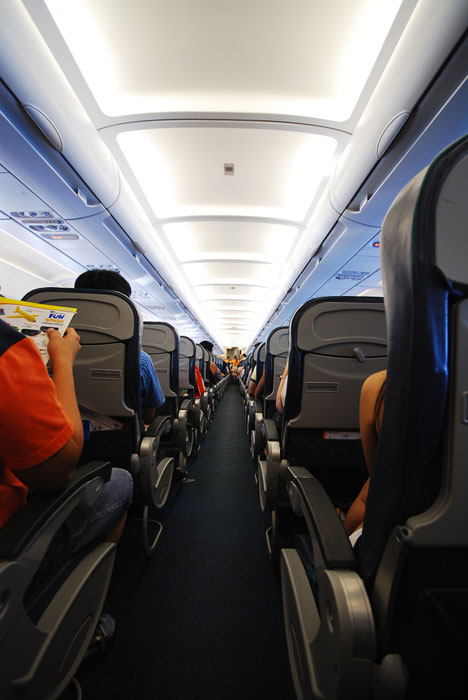 the aisle seat of an airplane