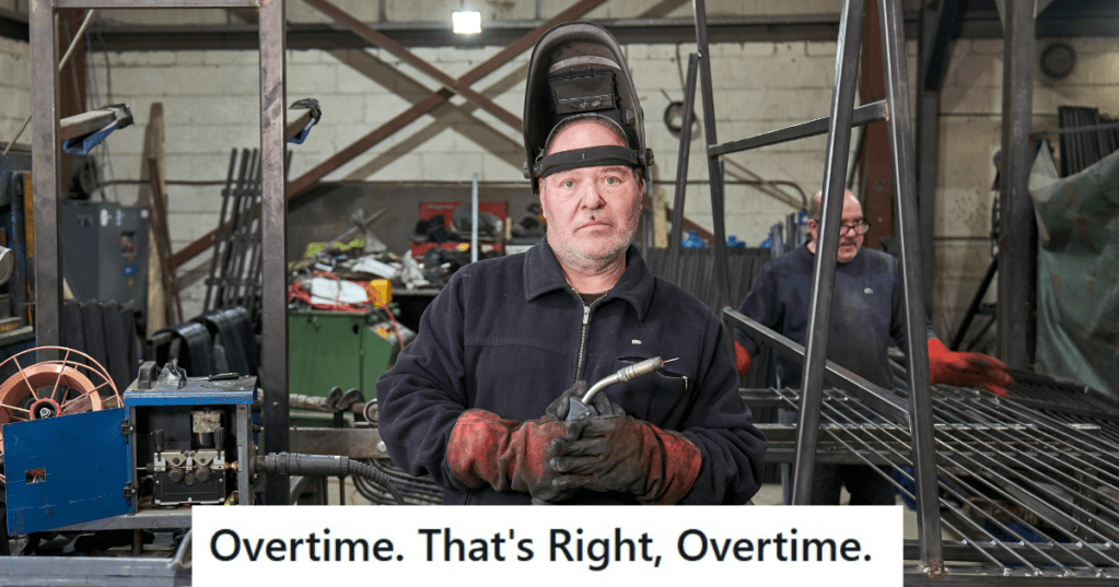 Old man working with machines