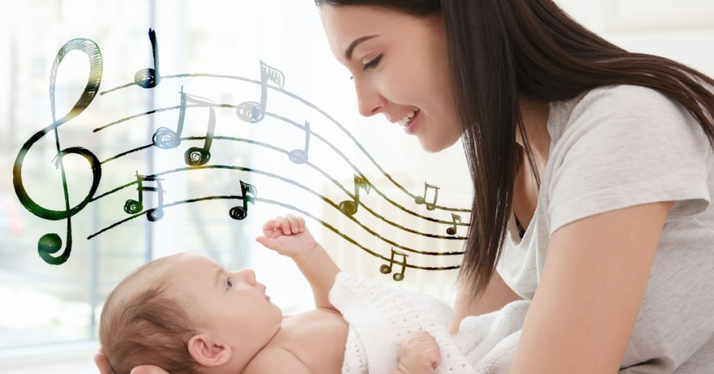 Mom singing to baby