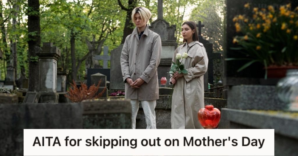 Man and woman visiting a deceased loved one in the gravesite