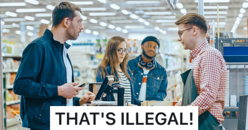 man checking out at a grocery store