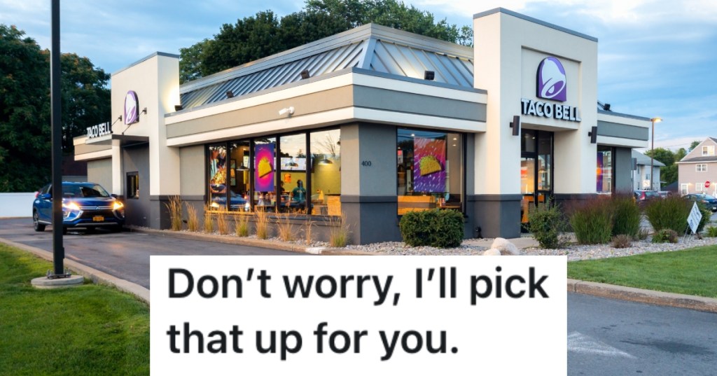 car in a taco bell drive-thru